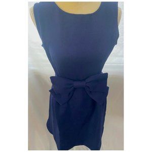 Navy Dress with Bow Accent